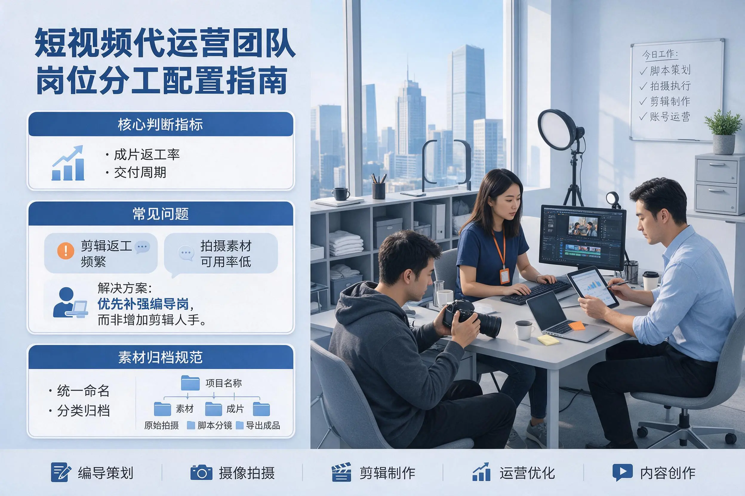 短视频代运营团队如何配置？甘肃企业岗位分工科普说明