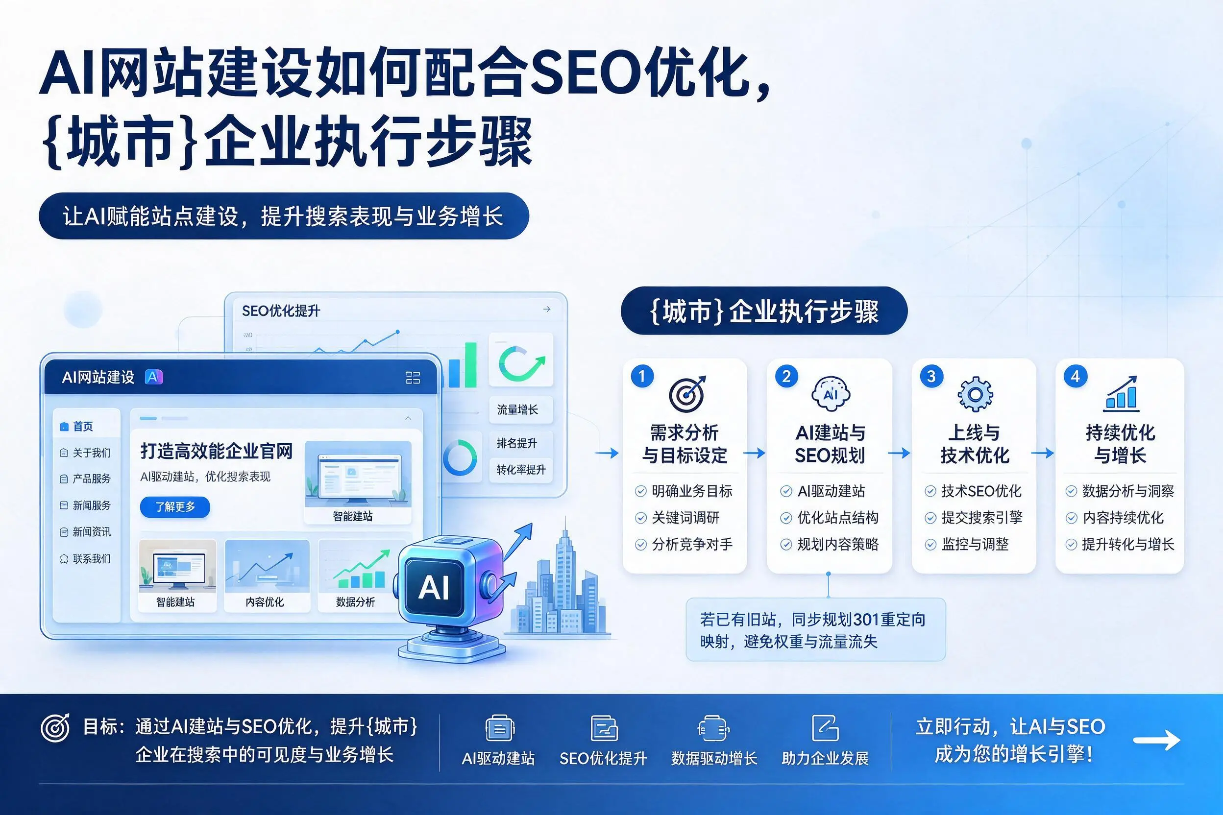 AI网站建设如何配合SEO优化，甘肃企业执行步骤