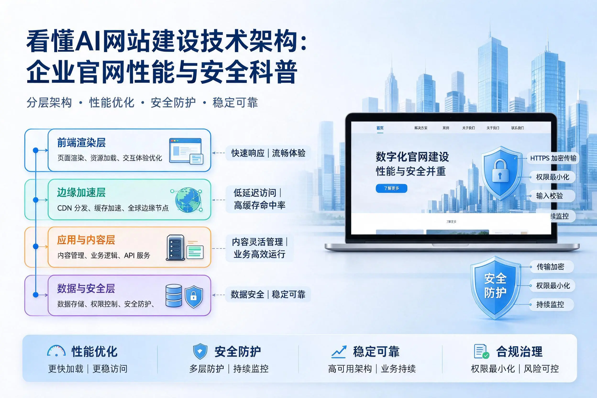 看懂AI网站建设技术架构:甘肃企业官网性能与安全科普