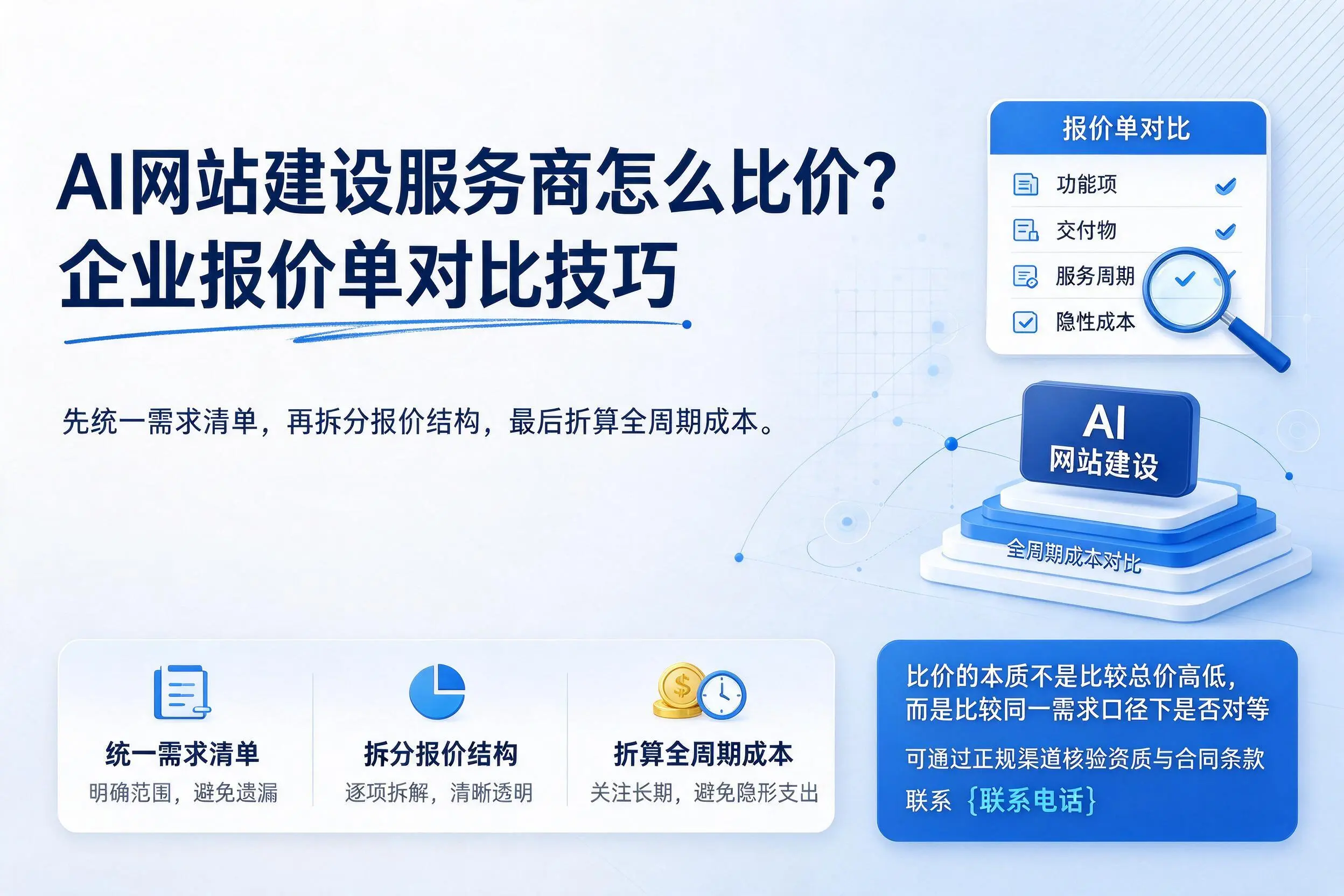 AI网站建设服务商怎么比价?甘肃企业报价单对比技巧