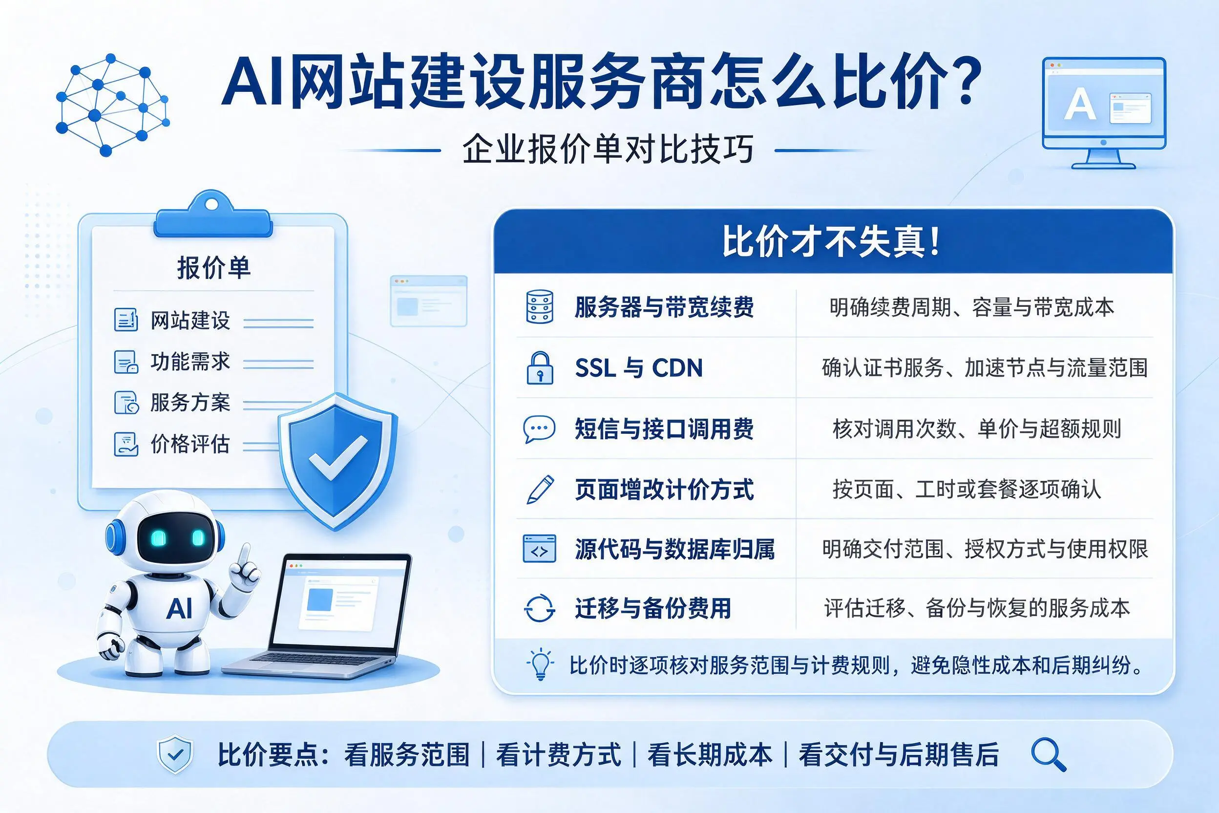 AI网站建设服务商怎么比价?甘肃企业报价单对比技巧