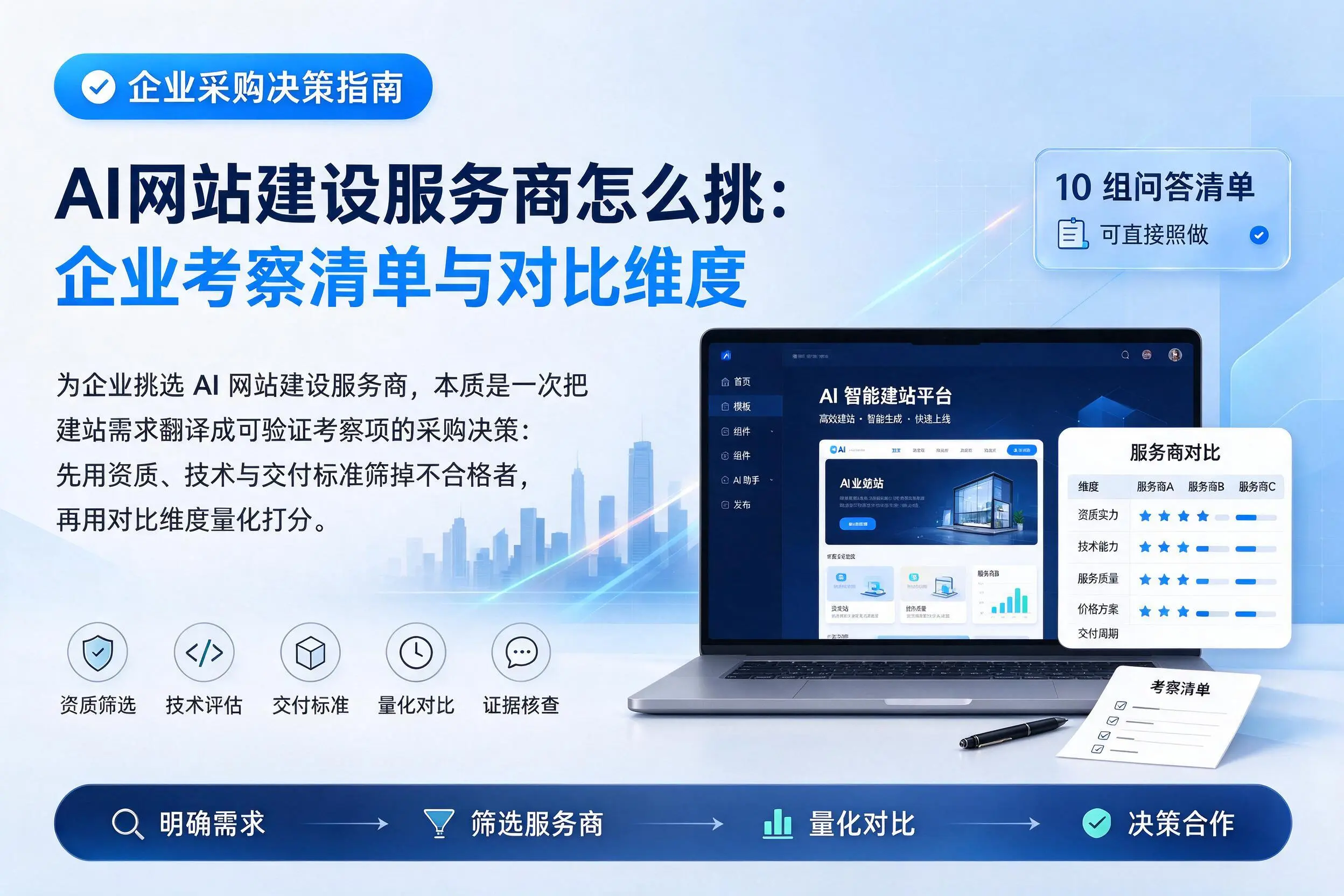 AI网站建设服务商怎么挑:甘肃企业考察清单与对比维度