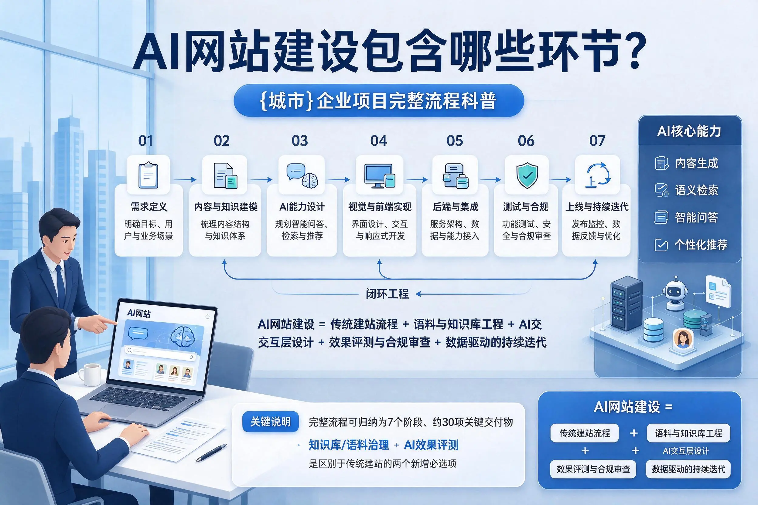 AI网站建设包含哪些环节？甘肃企业项目完整流程科普