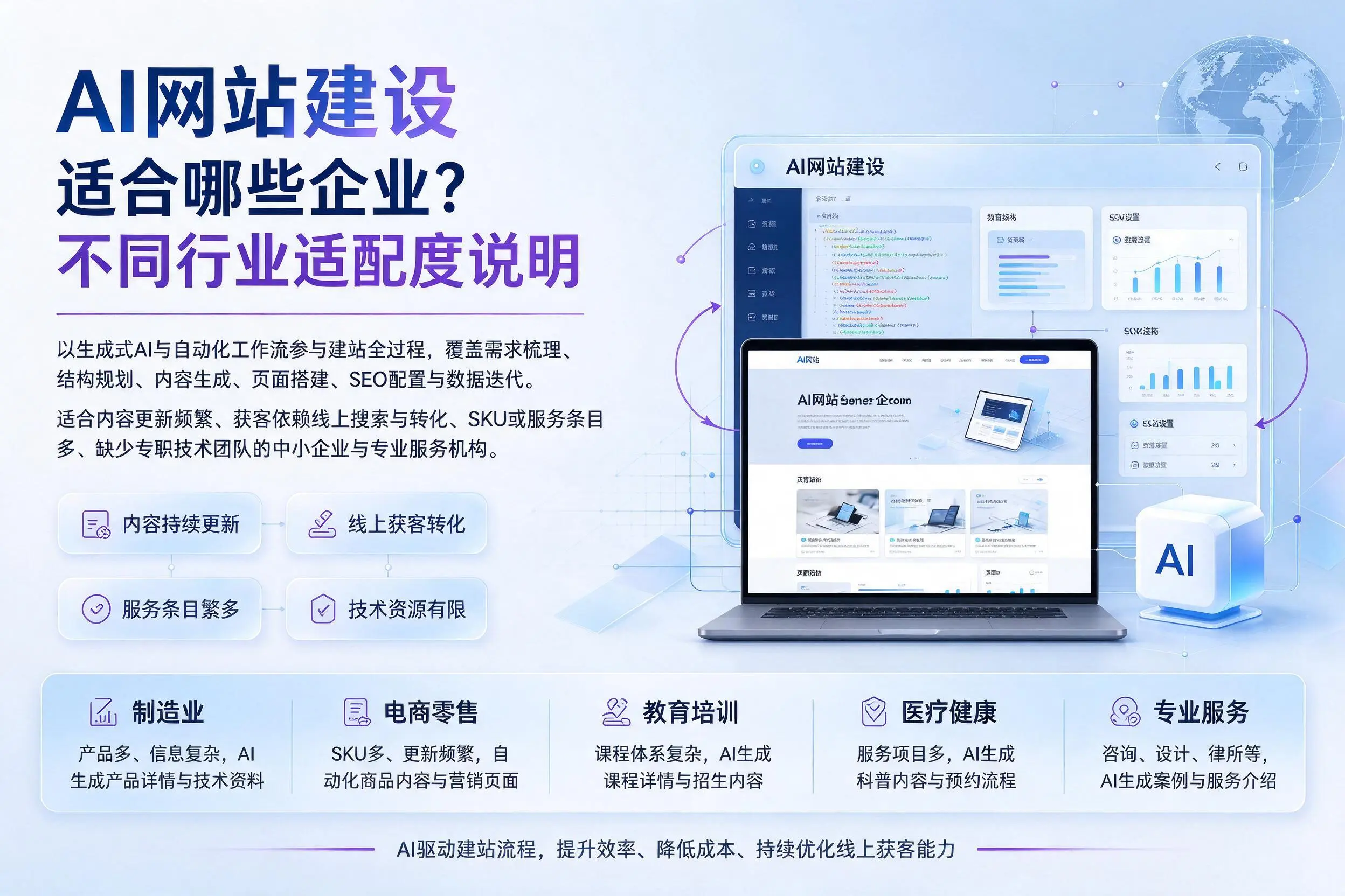 AI网站建设适合哪些企业？甘肃不同行业适配度说明